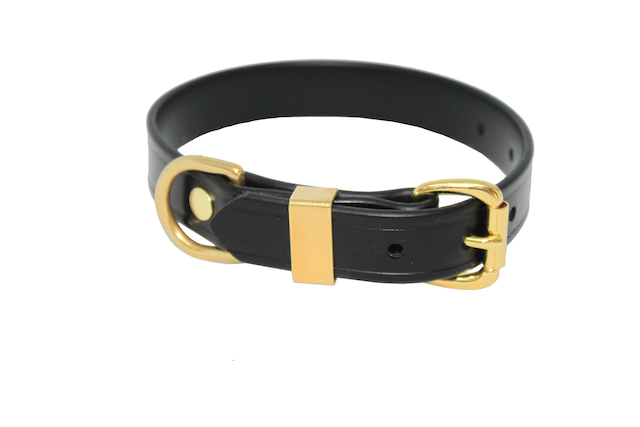 GROOVED DRESSED LEATHER LOOK BIOTHANE COLLAR