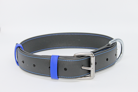 40mm Black Biothane Collar with Stitched Border Trim