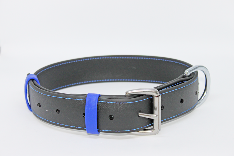 40MM  WIDE BLACK BETA COLLAR With BLUE BORDER.